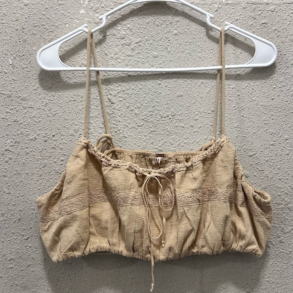 Free People Tan Lace Crop Top Size L